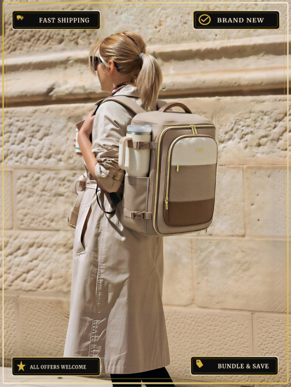 Travel Backpack Carry-On Flight Approved 17" Laptop Backpack with Packing Cubes - Picture 6 of 6